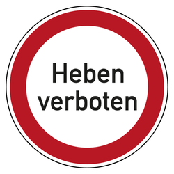 Verbotszeichen Heben verboten