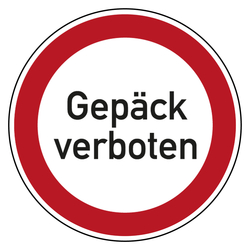 Verbotszeichen Gepäck verboten