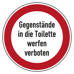 Verbotszeichen Gegenstände in die Toilette werfen verboten