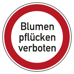 Verbotszeichen Blumen pflücken verboten