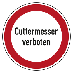 Verbotszeichen Cuttermesser verboten