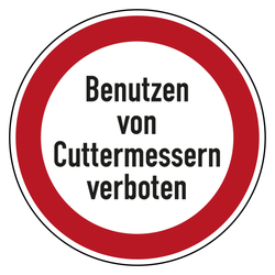 Verbotszeichen Benutzen von Cuttermessern verboten