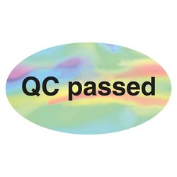 Qualitätskennzeichen Hologramm QC passed Oval