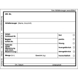 Gefahrzettel Gebindedeklarierung mit UN-Nummer zum Selbstbeschriften, Folie, 130 x 100 mm, 500 Stück/Rolle
