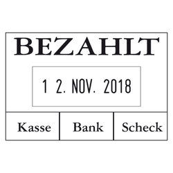 Datumstempel COLOP® mit Textplatte "BEZAHLT"