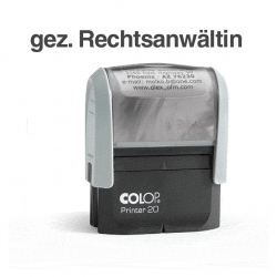 Automatikstempel mit Text "gez. Rechtsanwältin"