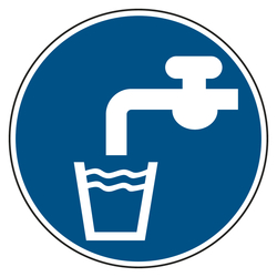 Gebotszeichen "Trinkwasser" praxisbewährt, Folie selbstklebend Ø 100 mm