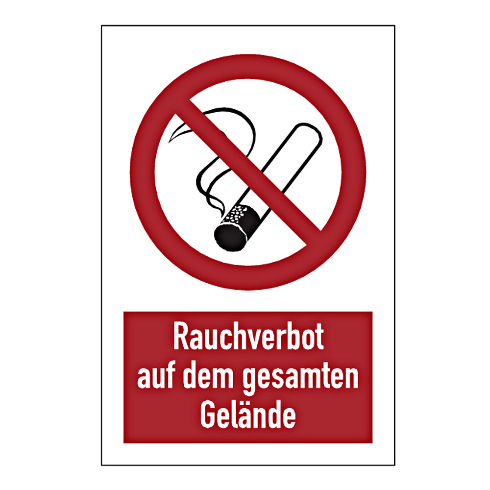 Hinweisschild "Rauchverbot Auf Dem Gesamten Gelände" - Aufkleber-Shop