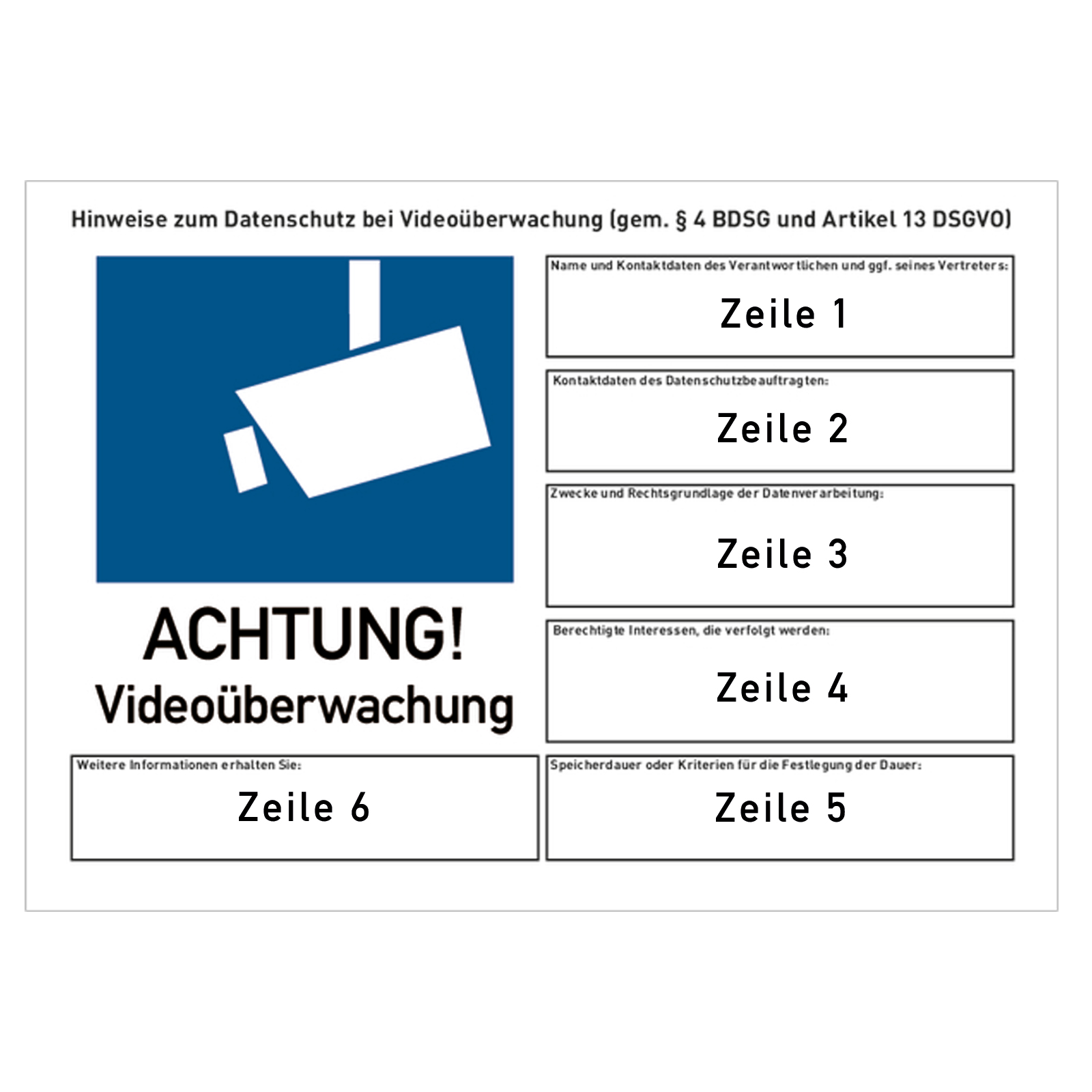 Hinweisschild Videoüberwachung "mit Wunschtext", ab 12,55