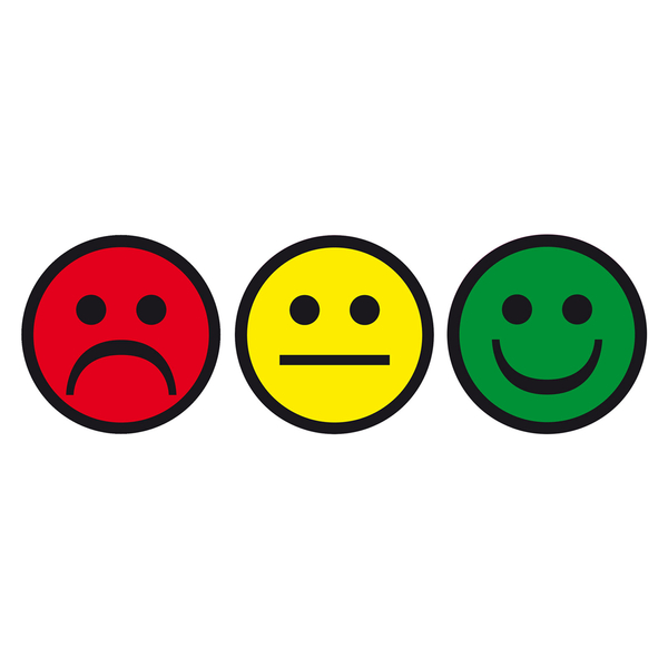 180 Gelbe Smiley Face Sticker ø 2cm - Lächeln Grün - Neutral Gelb - Traurig  Rot