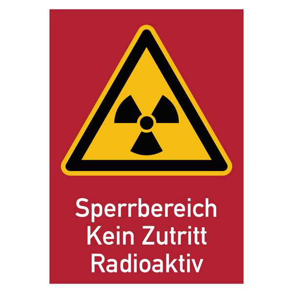 Warnschild "Sperrbereich Kein Zutritt Radioaktiv" Alu, 8,40