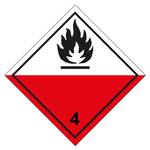 Gefahrzettel, Gefahrgutaufkleber Klasse 4.2 Selbstentzündliche Stoffe, Flamme Schwarz, in verschiedenen Größen und Materialien