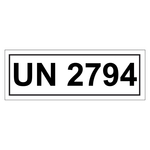 Gefahrzettel mit UN 2794, in verschiedenen Größen