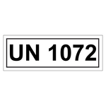 Gefahrzettel mit UN 1072, in verschiedenen Größen