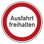 Hinweisschild "Ausfahrt freihalten" verschiedene Größen