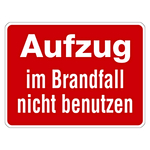 Brandschutzzeichen Aufzug im Brandfall nicht benutzen Folie 100 x 75 mm Einzeletikett