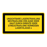 Hinweisschild "unsichtbare Laserstrahlung ... von Auge oder Haut vermeiden ... Laser Klasse 4" Aufkleber 105 x 52 mm