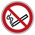 Verbotszeichen Rauchen verboten DIN EN ISO 7010 P002 Folie Ø 100 mm Einzeletikett
