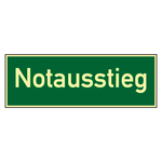 Rettungszeichen Notausstieg Folie langnachleuchtend 210 x 75 mm Einzeletikett