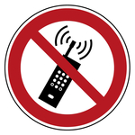 Verbotszeichen Eingeschaltete Mobiltelefone verboten DIN EN ISO 7010 P013