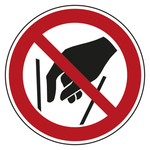 Verbotszeichen Hineinfassen verboten DIN EN ISO 7010 P015 Folie Ø 100 mm Einzeletikett