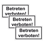 Türhinweisschild "Betreten verboten!" Folie selbstklebend 100 x 50 mm 3 Stück/Bogen