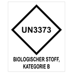 Gefahrzettel, Ansteckungsgefährliche Stoffe, mit UN3373, BIOLOGISCHER STOFF, KATEGORIE B (Deutsch), in verschiedenen Größen und Materialien