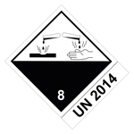 Gefahrzettel, Gefahrgutaufkleber Klasse 8 Ätzende Stoffe mit UN 2014, Folie, 100 x 120 mm, 500 Stück/Rolle