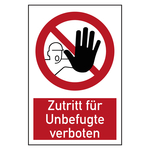 Verbotszeichen Zutritt für Unbefugte verboten Kombischild Folie 150 x 200 mm Einzeletikett