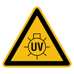 Warnzeichen "Warnung vor UV-Strahlung" praxisbewährt Folie selbstklebend SL 100 mm