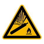 Warnzeichen "Warnung vor Gasflaschen" DIN EN ISO 7010-W029, Folie selbstklebend SL 300 mm
