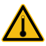 Warnzeichen "Warnung vor hoher Temperatur" praxisbewährt Folie selbstklebend SL 50 mm, 6 Stück/Bogen