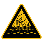 Warnzeichen "Warnung vor heißen Flüssigkeiten oder Dämpfen" praxisbewährt Folie selbstklebend SL 50 mm, 6 Stück/Bogen