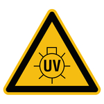 Warnzeichen "Warnung vor UV-Strahlung" praxisbewährt Folie selbstklebend SL 25 mm, 21 Stück/Bogen