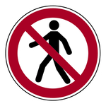 Verbotszeichen "Für Fußgänger verboten" Antirutsch Bodenmarkierung DIN EN ISO 7010, Belag R11 selbstklebend Ø 300 mm
