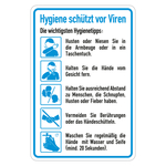 Hinweisschild Verhaltensregeln "Hygiene schützt vor Viren", Folie selbstklebend, 135 x 200 mm