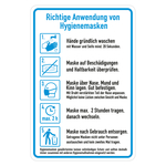 Hinweisschild Anleitung "Richtige Anwendung von Hygienemasken", Folie selbstklebend, 135 x 200 mm