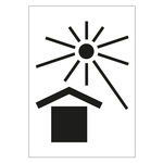 Verpackungskennzeichen Vor Sonneneinstrahlung und Hitze schützen, Weiß, Folie, 74 x 105 mm, 500 Stück/Rolle