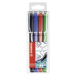 STABILO® Fineliner mit gefederter Spitze - STABILO SENSOR M - medium - 4er Pack - schwarz, blau, rot, grün