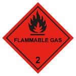 Gefahrzettel Placards Klasse 2.1 Entzündbare Gase mit Zusatztext FLAMMABLE GAS Flamme Schwarz Kunststoff 300 x 300 mm Einzelstück