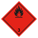 Gefahrzettel, Gefahrgutaufkleber Klasse 3 Entzündbare, flüssige Stoffe, Flamme Schwarz, Magnetfolie, 100 x 100 mm, Einzelstück