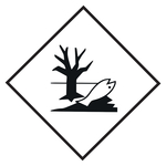 Gefahrzettel, Gefahrgutaufkleber Umweltgefährdende Stoffe, Fisch und Baum Schwarz, Folie, 150 x 150 mm, Einzeletikett