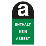 Gefahrenkennzeichen, Aufkleber ENTHÄLT KEIN ASBEST, Folie, 25 x 60 mm, 100 Stück/Rolle