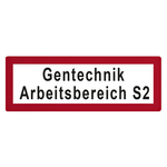 Feuerwehrzeichen Gentechnik Arbeitsbereich S2 DIN 4066 Folie 210 x 74 mm Einzeletikett