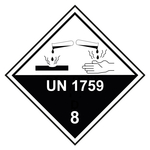 Gefahrzettel Placards Klasse 8 Ätzende Stoffe mit UN 1759 mit durchgehender Kontrastlinie Folie 250 x 250 mm Einzeletikett