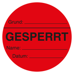 Qualitätsaufkleber Gesperrt, Rot, Haftpapier, Ø 60 mm, Rund, 500 Stück/Rolle