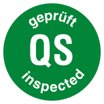 Qualitätsaufkleber QS geprüft inspected, Grün, Haftpapier, Ø 35 mm, Rund, 500 Stück/Rolle