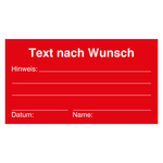 Qualitätsaufkleber mit Text nach Wunsch Rot, Haftpapier, 90 x 50 mm, Rechteckig, 500 Stück/Rolle