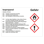 GHS Gefahrstoffetikett Isopropanol, für interne Verwendung, Folie, 148 x 105 mm, 500 Stück/Rolle