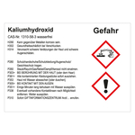 GHS Gefahrstoffetikett Kaliumhydroxid, für interne Verwendung, in verschiedenen Ausführungen